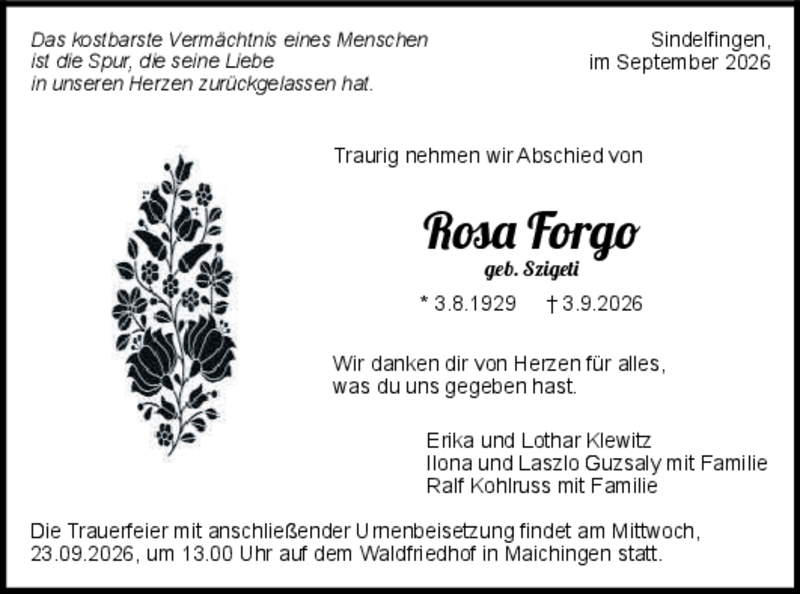 Traueranzeige
